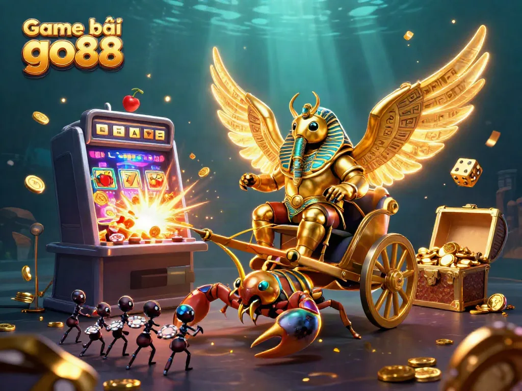 Engage in Game bài go88 with a vibrant casino scene featuring lively characters and dynamic elements.